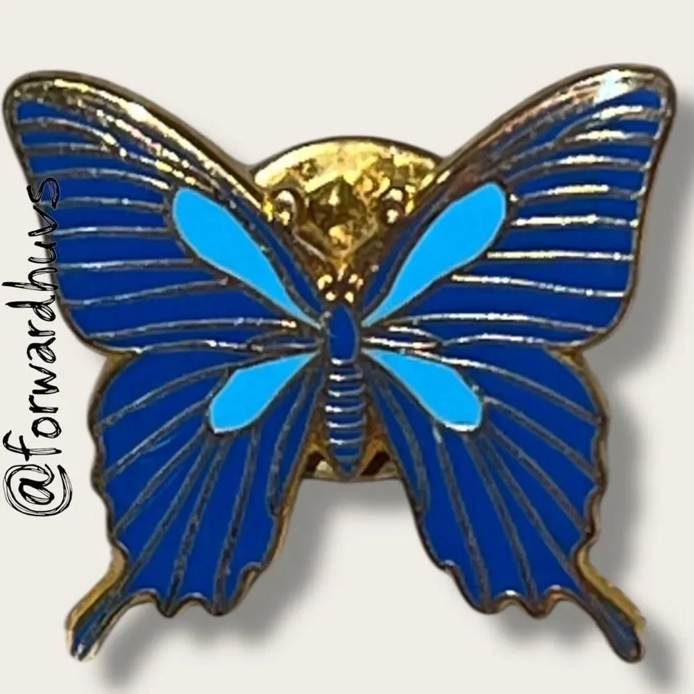 Bundle Sale 3 for $15 | Gold Tone Butterfly Pin – Blue Enamel